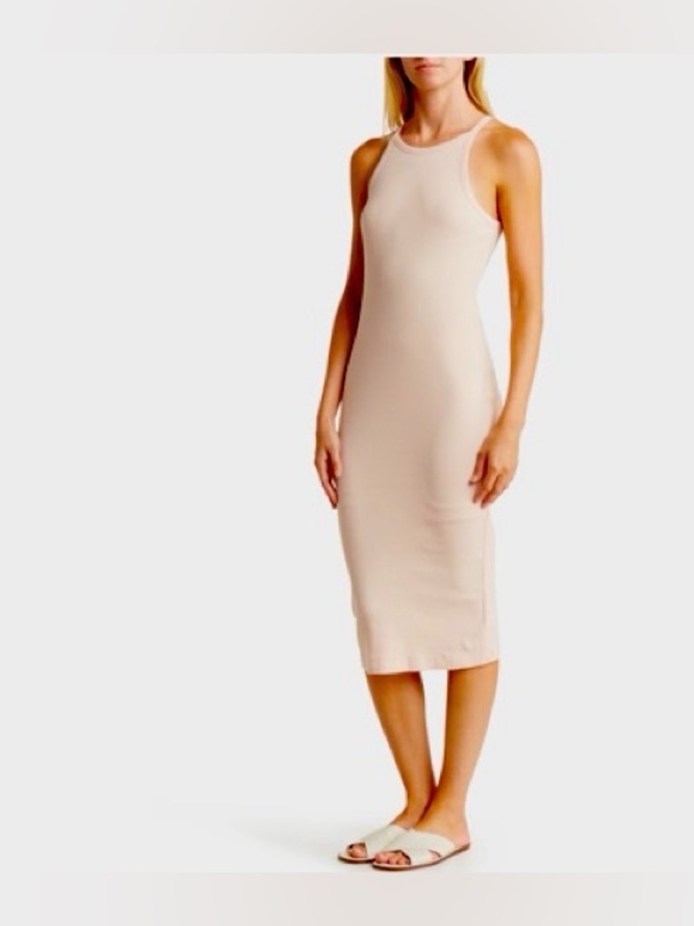 NWT James Perse Sleeveless Ribbed Midi Tank Dress Medium Casual Beach Vacation